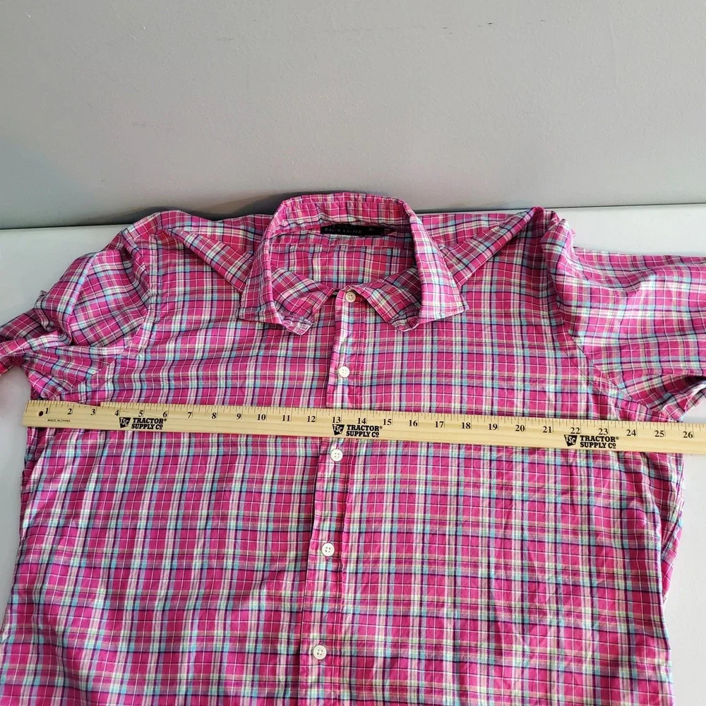 Polo Ralph Lauren Mens XL Pink Plaid Cotton Long Sleeve Button Down Shirt Preppy